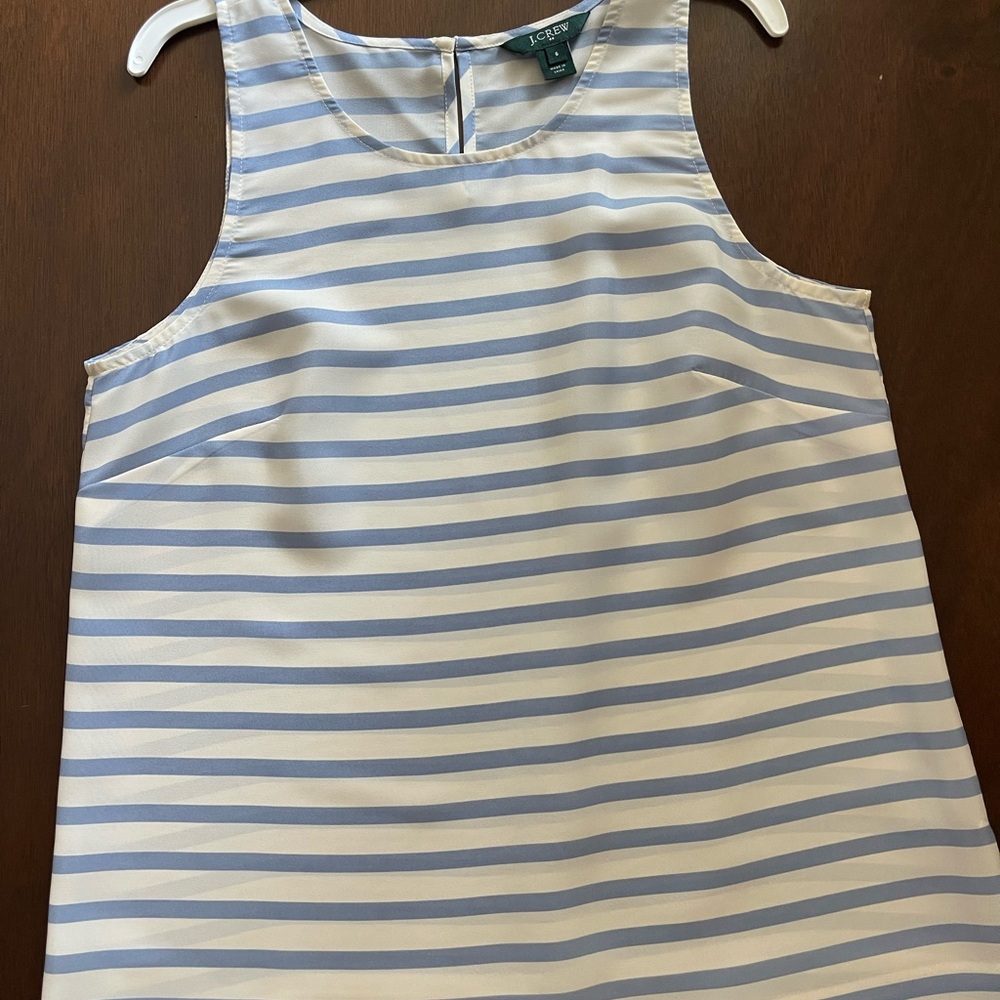 J. Crew Blue and White Striped Tank Top